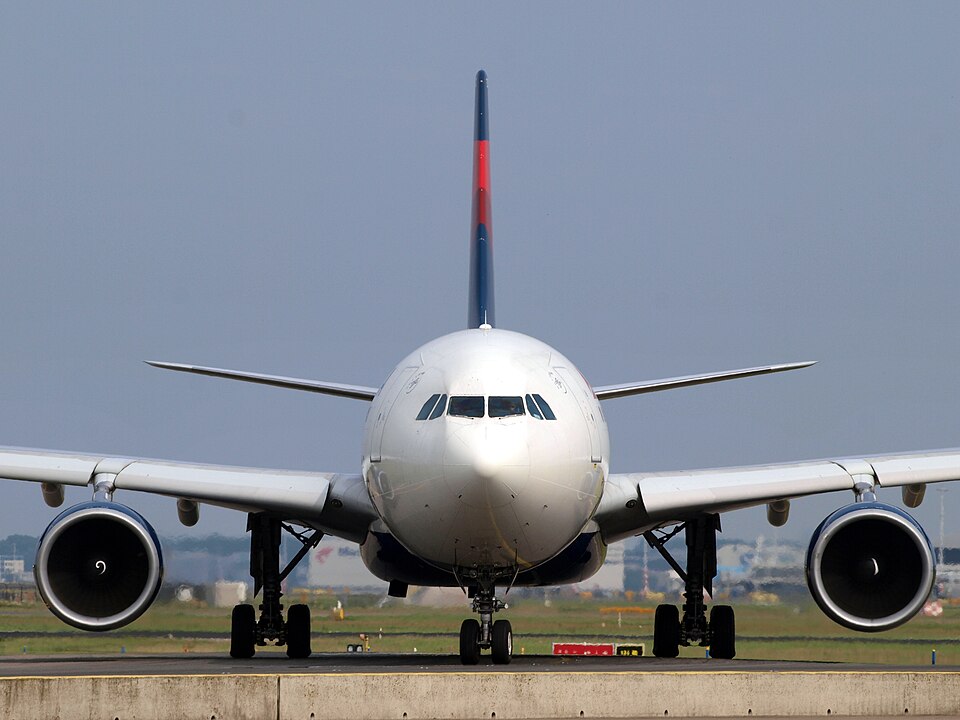 Front view of a Delta Air Lines Airbus A330